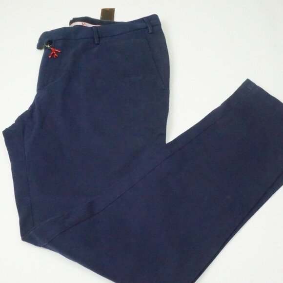 Isaia Tinto Slim Blue Twill Cotton Blend Casual Mens Chino Pants 58R EU NEW
